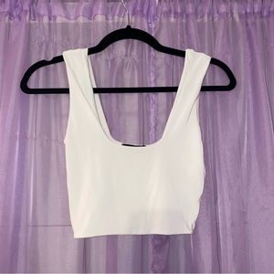 PrettyLittleThing Crop White Scoop Neck Tank Top